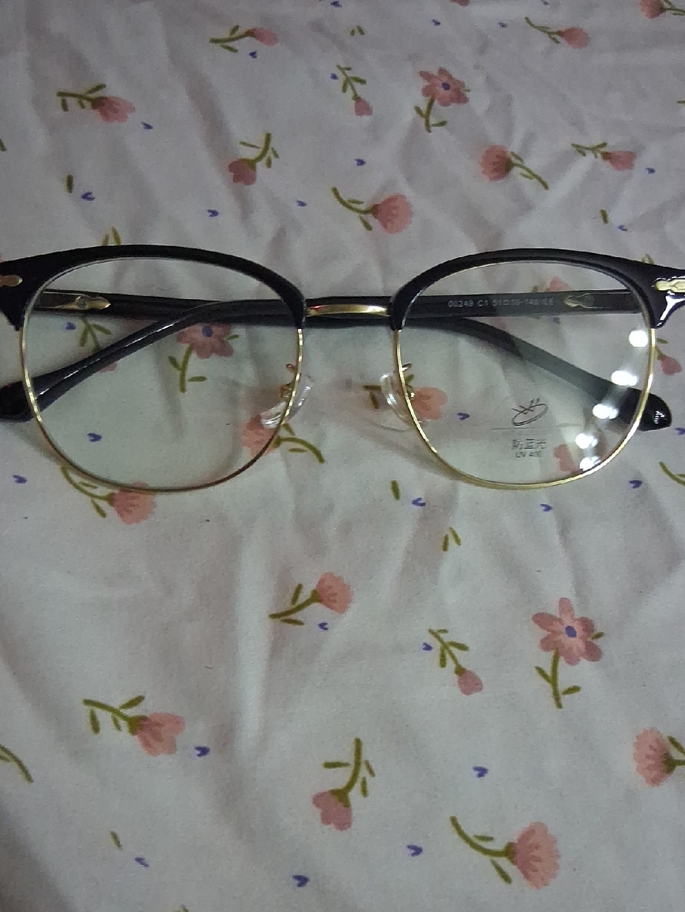 SHEIN Black and Gold Wire Rim Eyeglass Frames